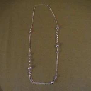 Silver ball and chain statement necklace
